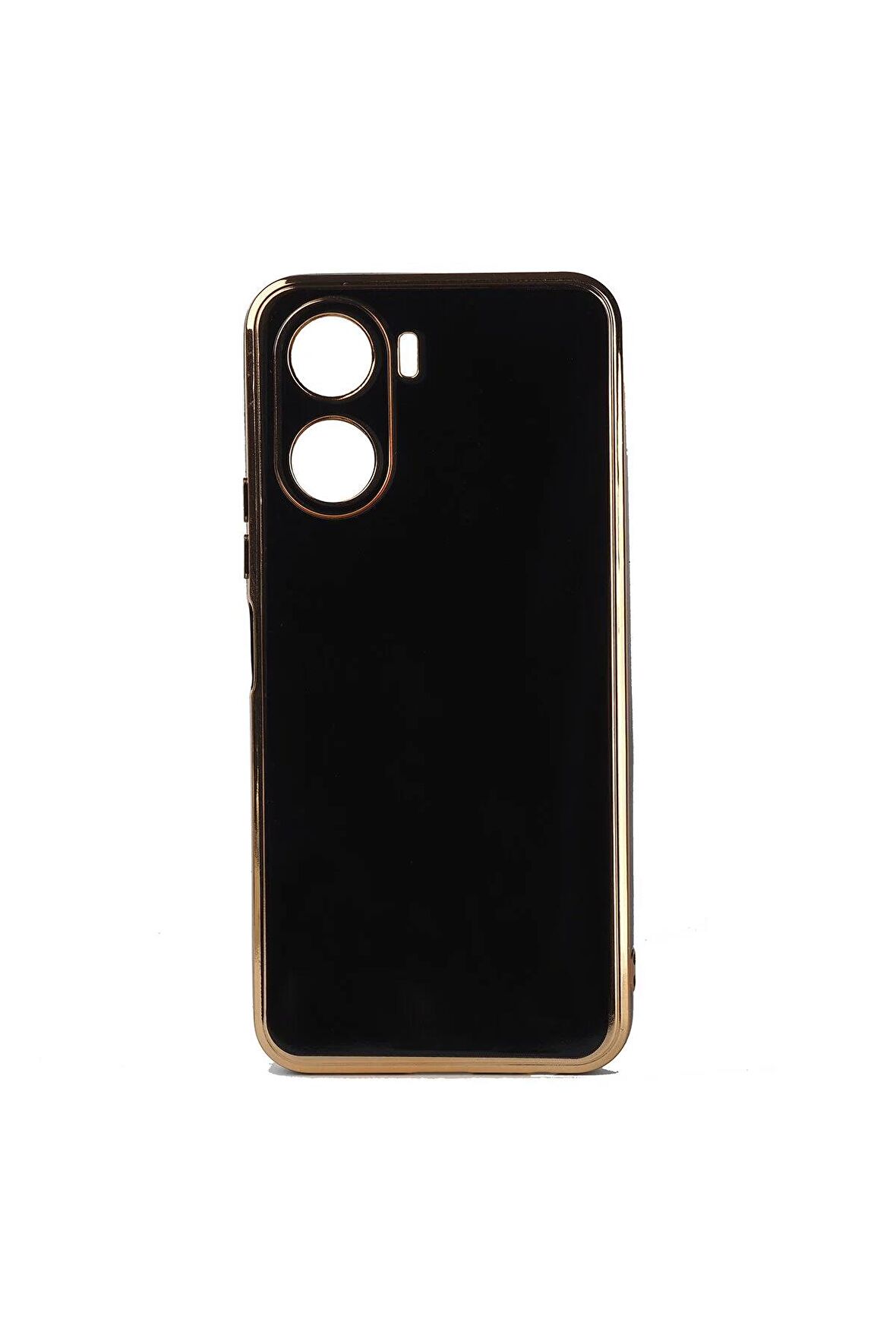 Vivo Y16 Kılıf Kenarları Gold Kamera Korumalı Renkli Pastel Silikon Siyah