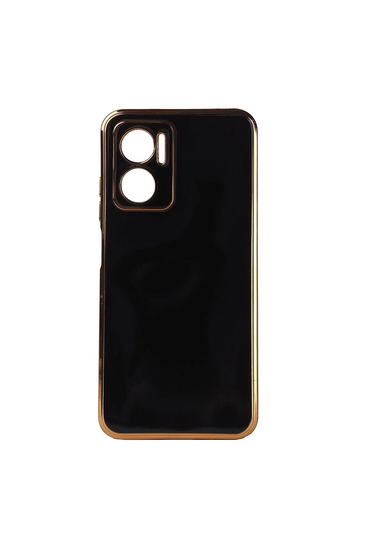 Xiaomi Redmi Note 11E Kılıf Kenarları Gold Kamera Korumalı Renkli Pastel Silikon Siyah