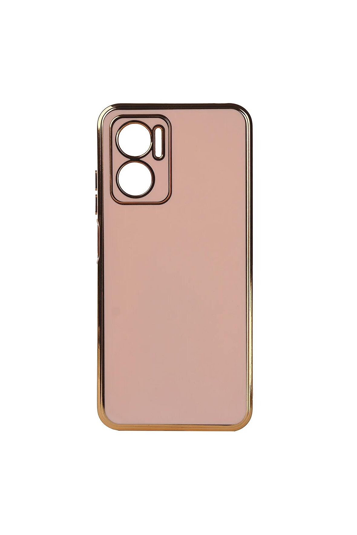 Xiaomi Redmi Note 11E Kılıf Kenarları Gold Kamera Korumalı Renkli Pastel Silikon Rose Gold