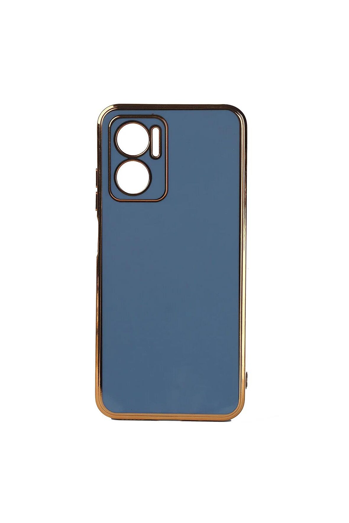 Xiaomi Redmi Note 11E Kılıf Kenarları Gold Kamera Korumalı Renkli Pastel Silikon Mavi