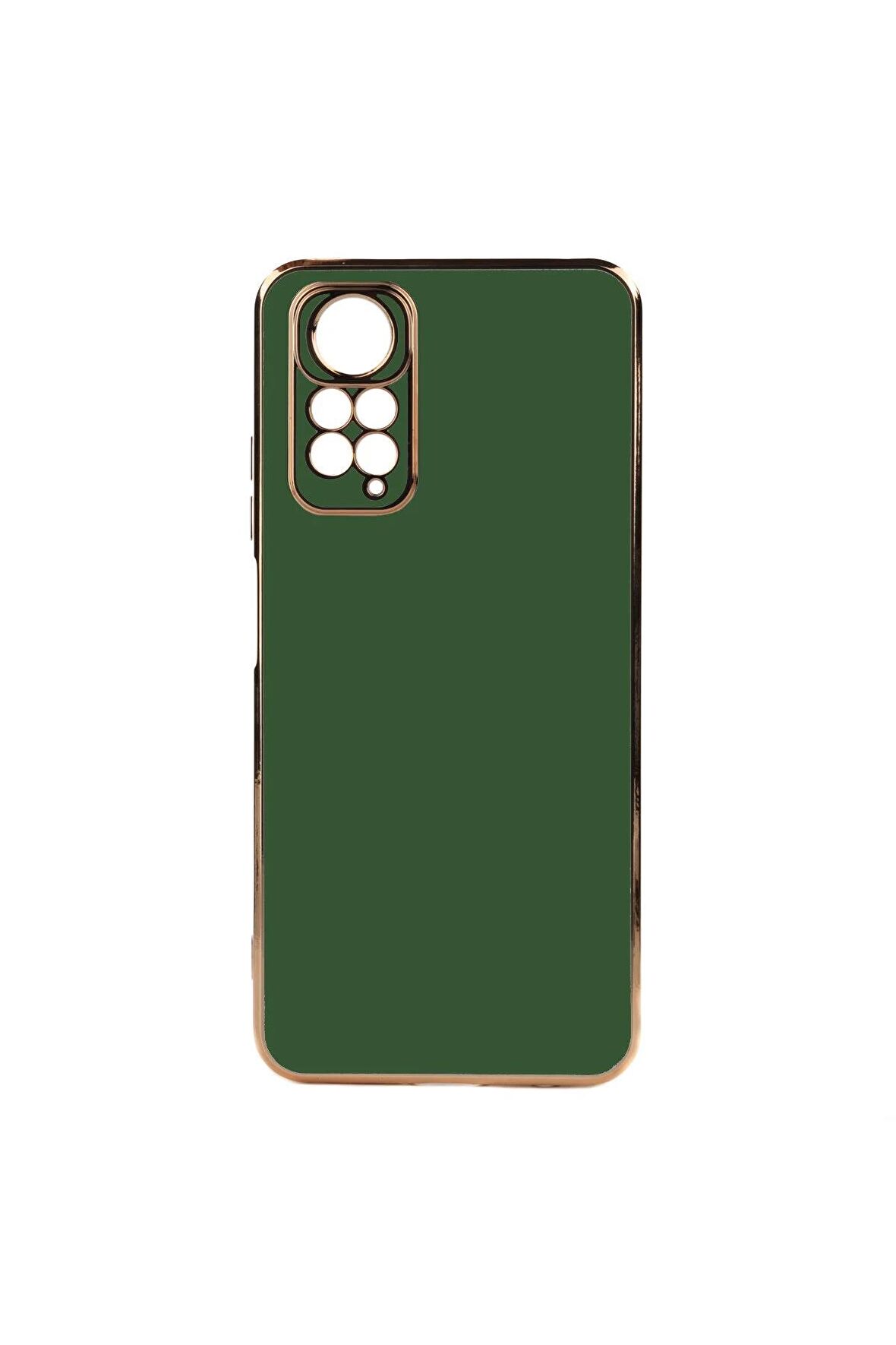 Xiaomi Redmi Note 12 4G Kılıf Kenarları Gold Kamera Korumalı Renkli Pastel Silikon Koyu Yeşil