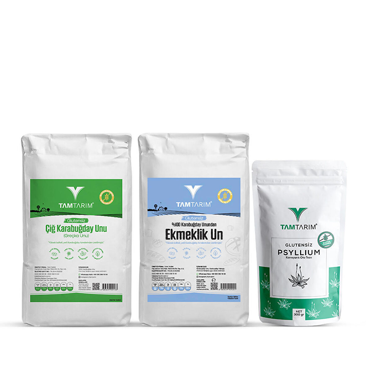(Glutensiz) Çiğ Karabuğday Unu 2 Kg – 100% Çiğ Karabuğday Unundan Ekmeklik Un 2 Kg – Psyllium 300 Gr