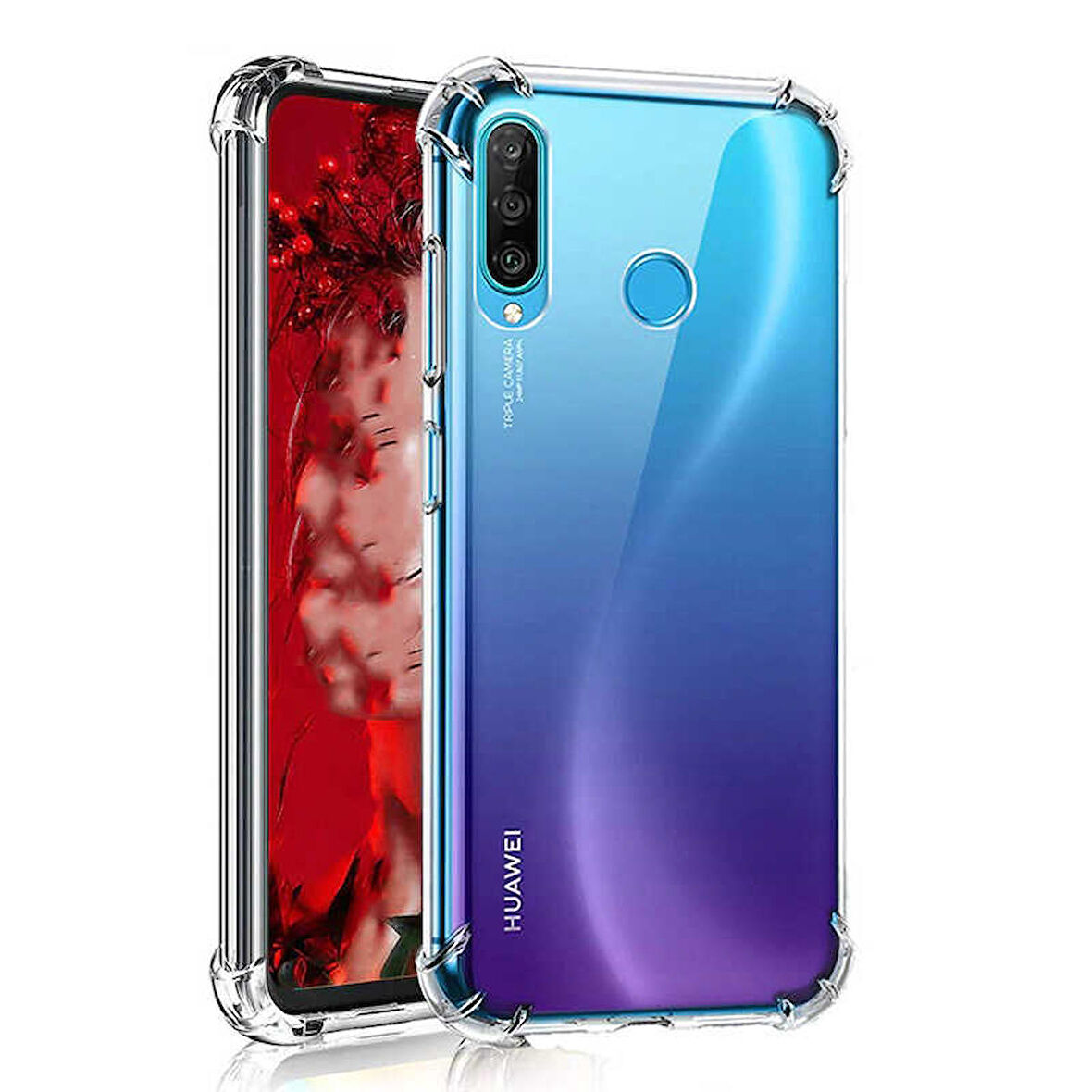 Huawei P40 Lite E Anti Şok Darbe Emici Şeffaf Silikon Kılıf