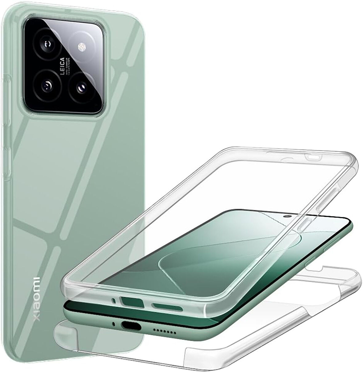 Xiaomi 14 PRO Kılıf 360 Şeffaf Ön Arka Korumalı Şeffaf Silikon