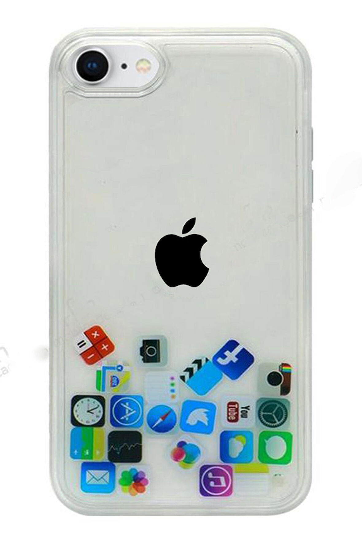 Apple iPhone 7 Kılıf Düz (Simsiz) Sulu ios ikon Silikon