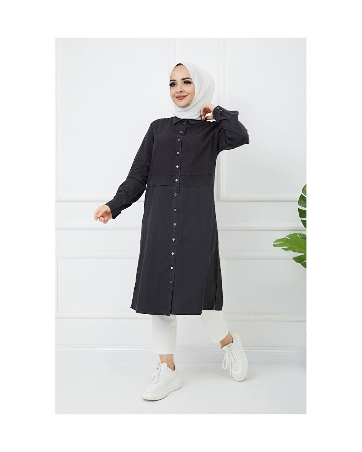 Baskı Detaylı Tunik Antrasit-227