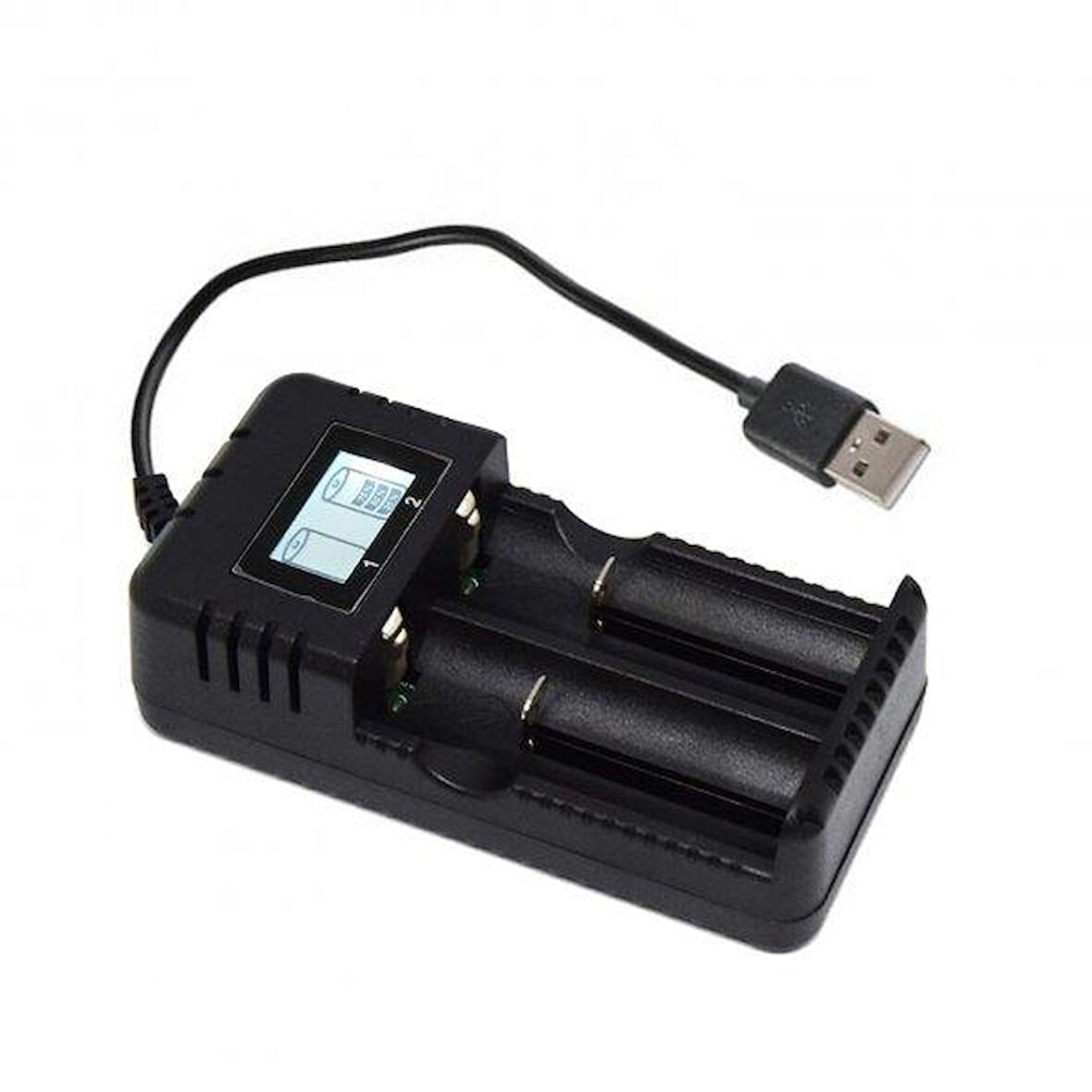 18650 Pil Şarj Cihazı 2'li - USB (18650 vb. Piller için)