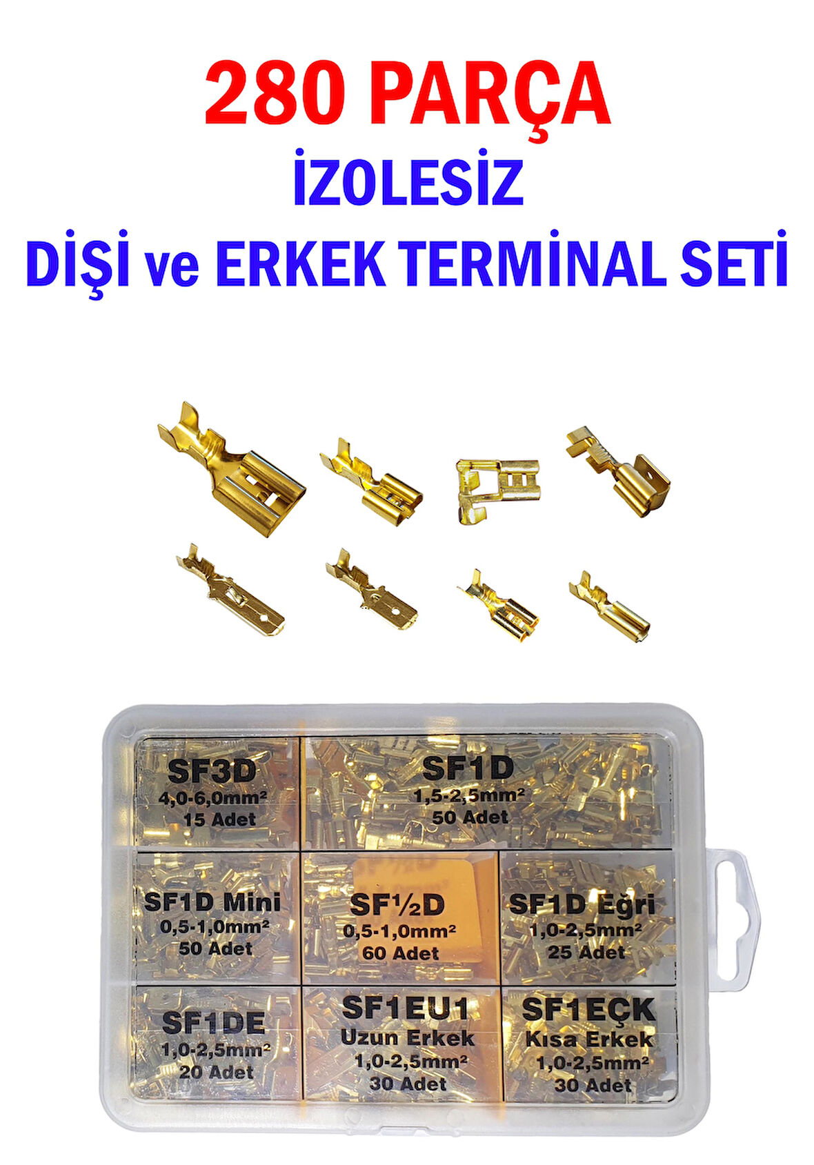 280 Parça İzolesiz Dişi ve Erkek Terminal Seti