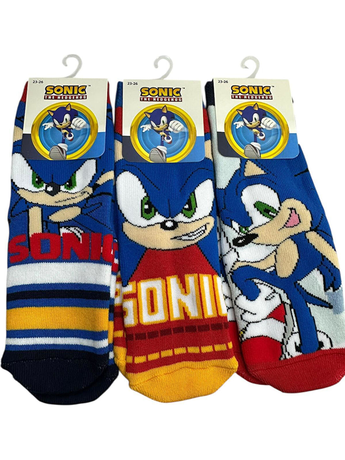 3'Lü SONIC Figürlü Tabanı Kaydırmaz Çocuk Havlu Çorap