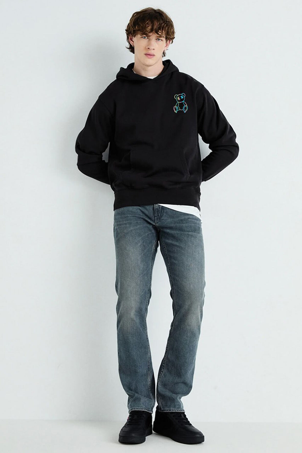 Baskılı Kapşonlu 3 İplik Sweatshirt FM1.112SÖ