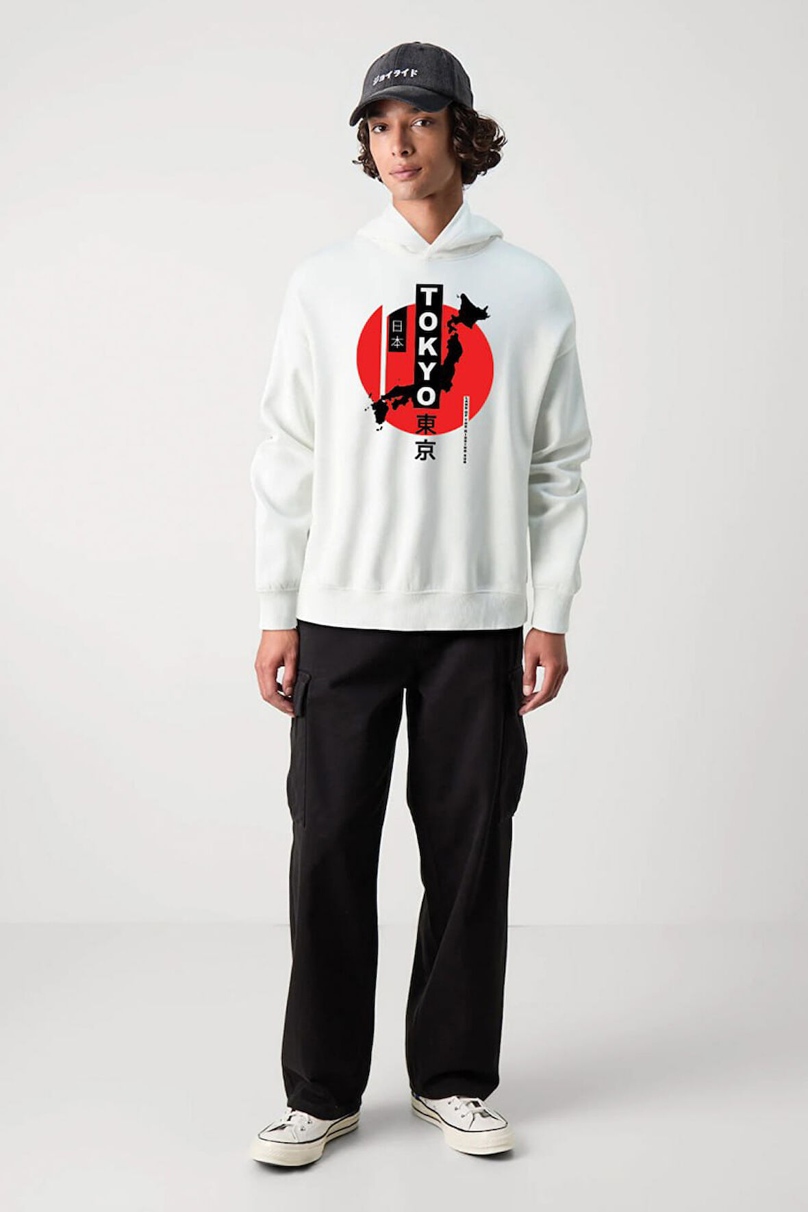 Baskılı Kapşonlu 3 İplik Sweatshirt FM1.113BÖ