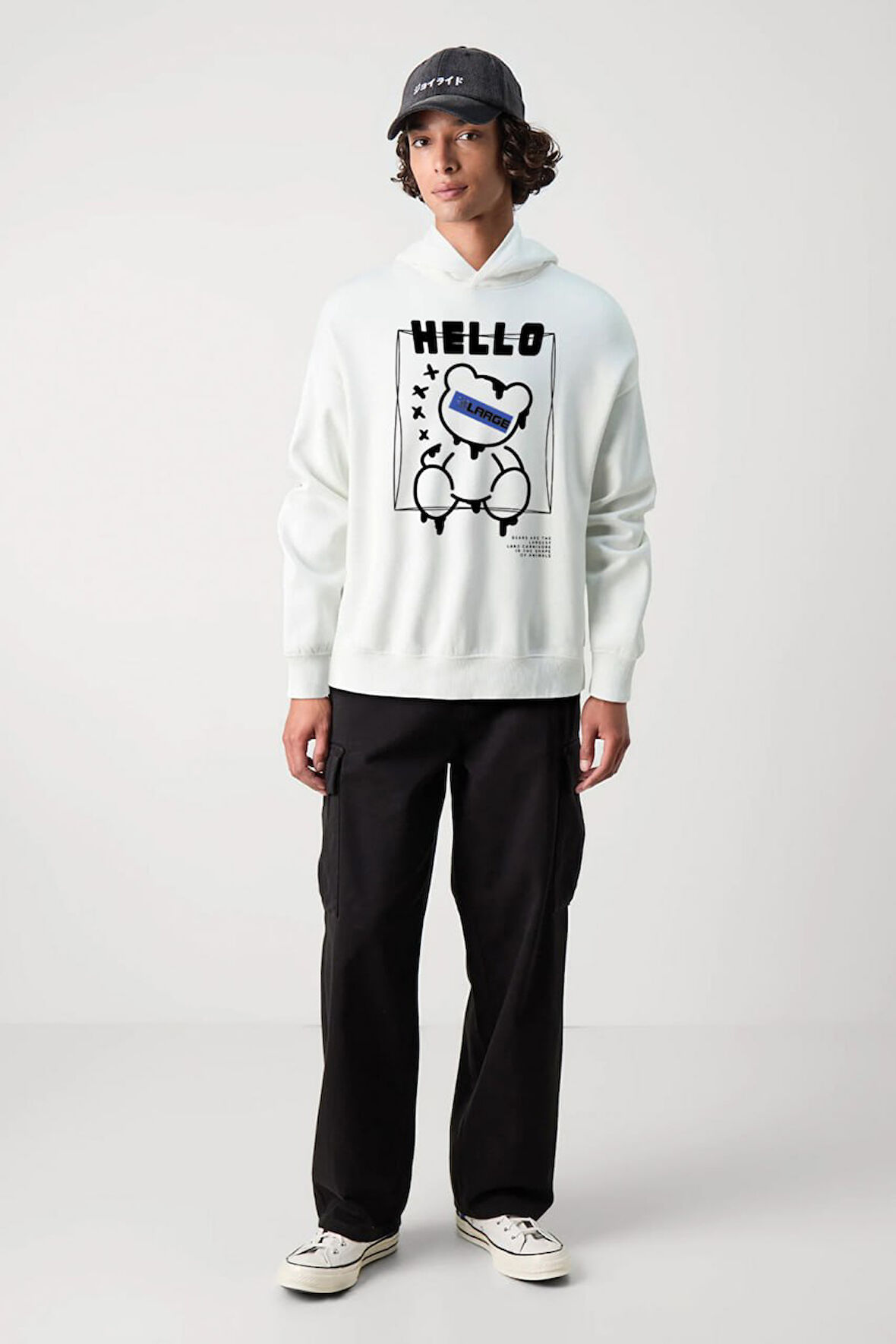 Baskılı Kapşonlu 3 İplik Sweatshirt FM1.114BÖ