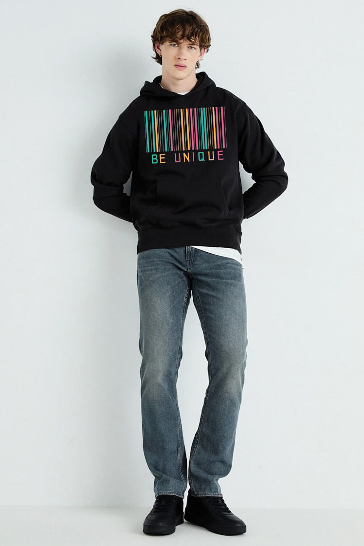 Baskılı Kapşonlu 3 İplik Sweatshirt FM1.115SÖ