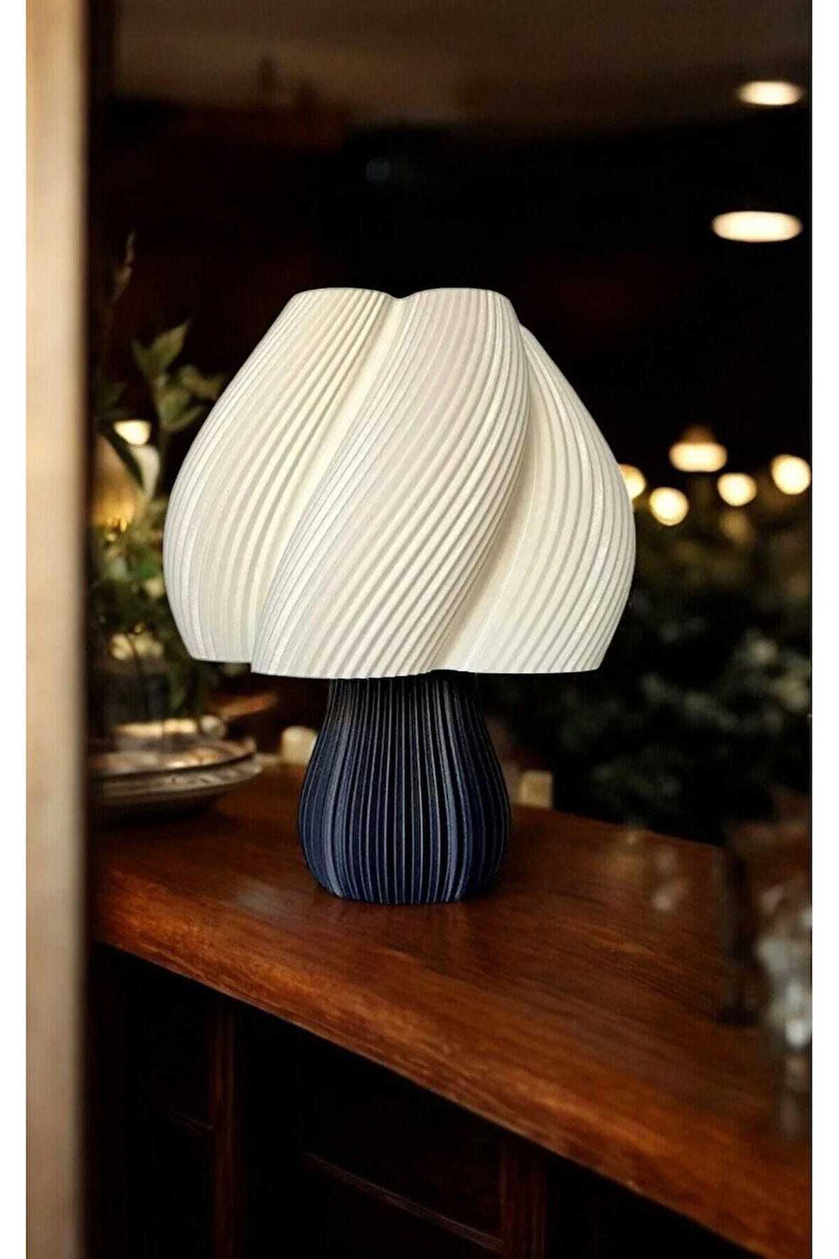 Vintage Gece Masa Lambası , Bohem Ev Dekorasyon , Dekoratif Abajur - Siyah Krem