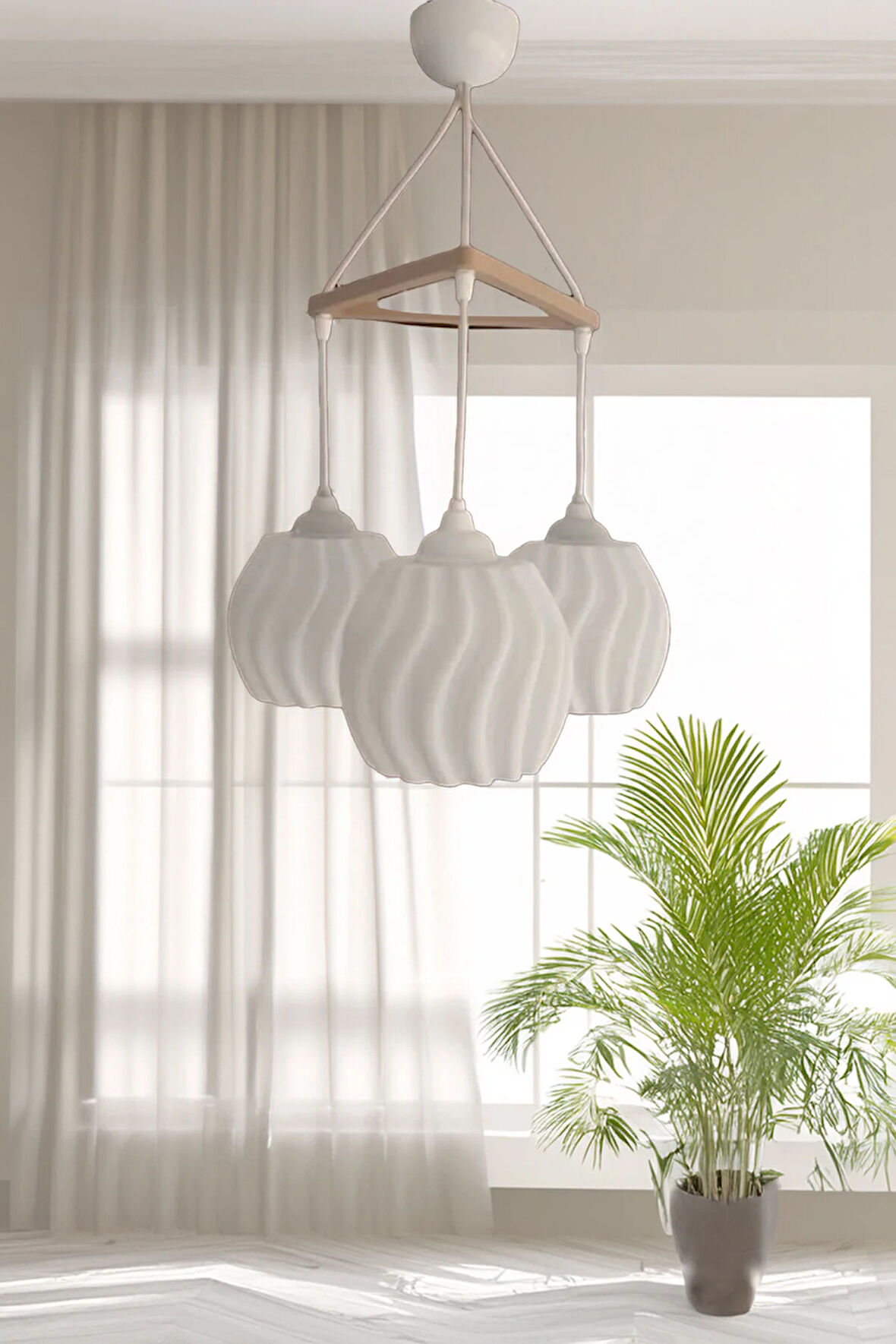 Bubble Serisi Salon , Mutfak , Çocuk Odası İçin Modern , Bohem Üçlü Avize Sarkıt ( 23 x 27 Cm )