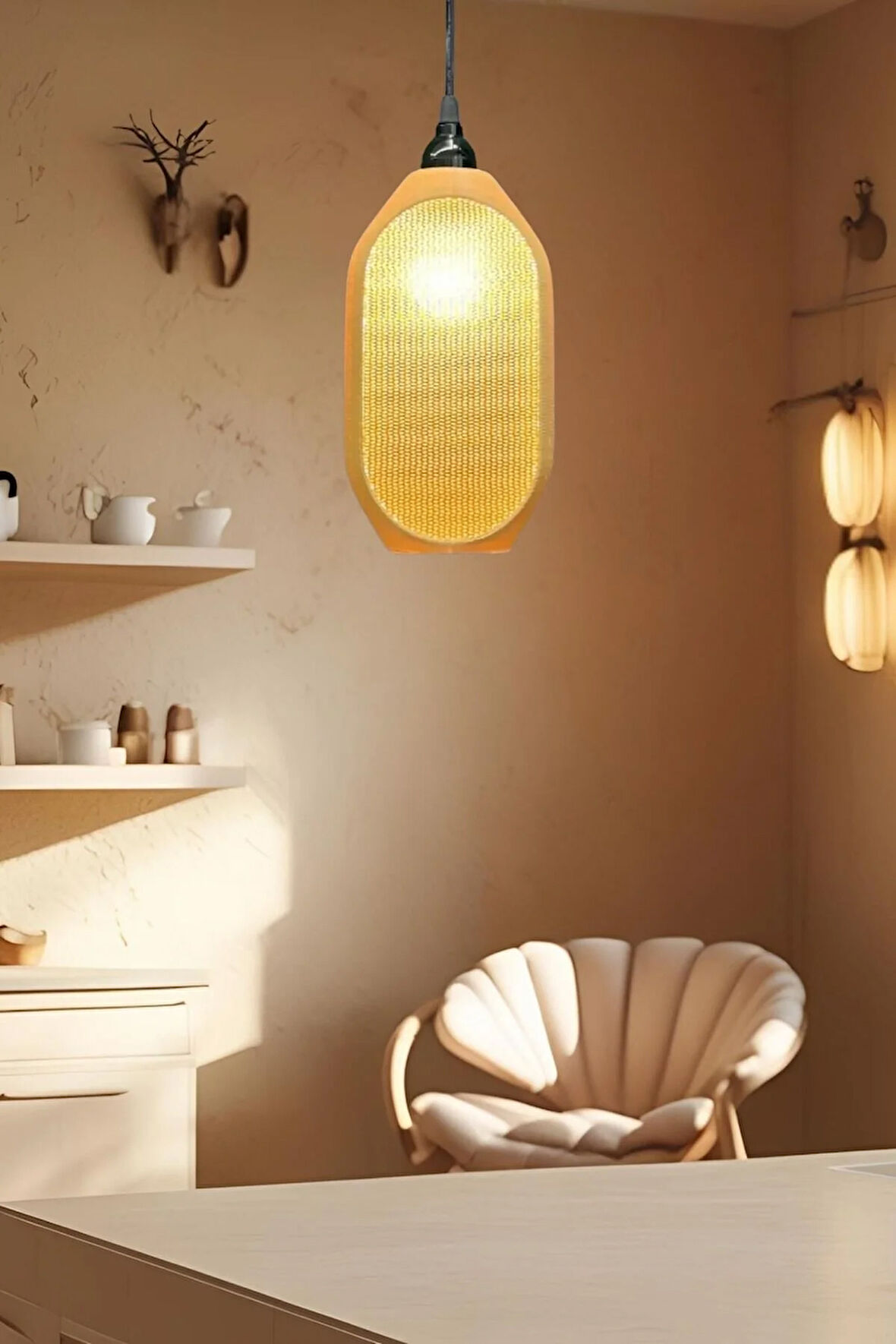 Tekli Kovan Avize Serisi ( 23x27 Cm ) Salon , Mutfak , Oturma Odası , Çocuk Odası İçin Modern Avize