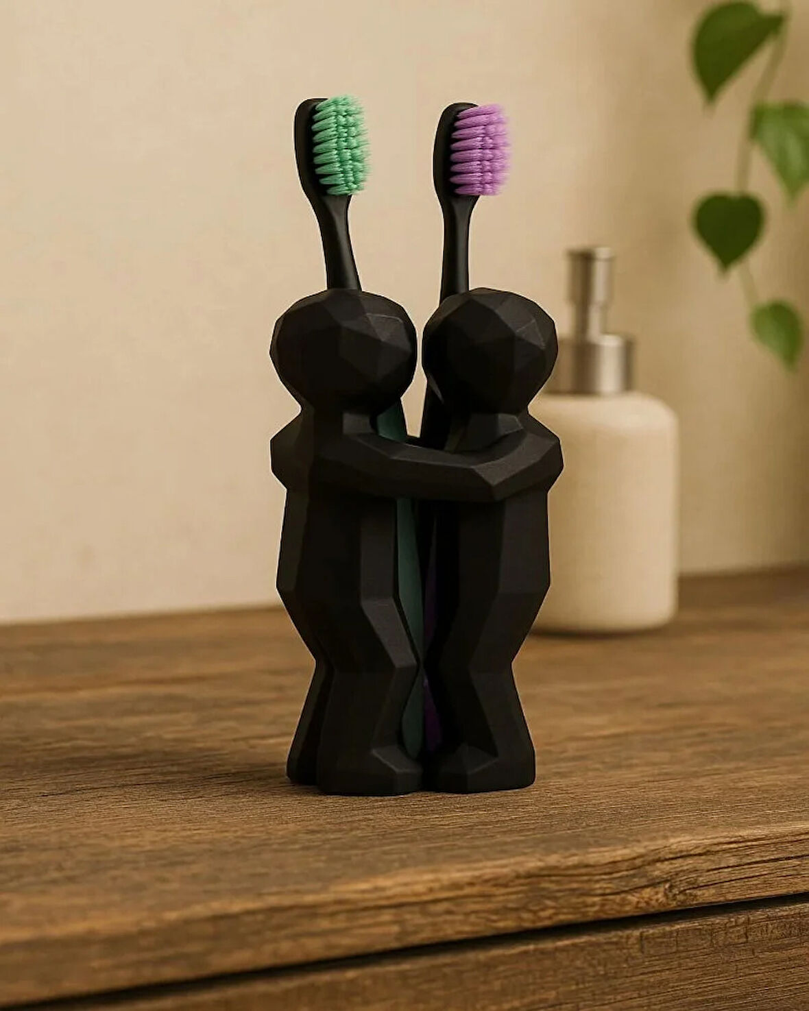 Çiftler İçin 3D Hediyelik Diş Fırçalığı Minimalist Banyo Aksesuarı Geri Dönüştürülmüş PLA 13 x 9 Cm