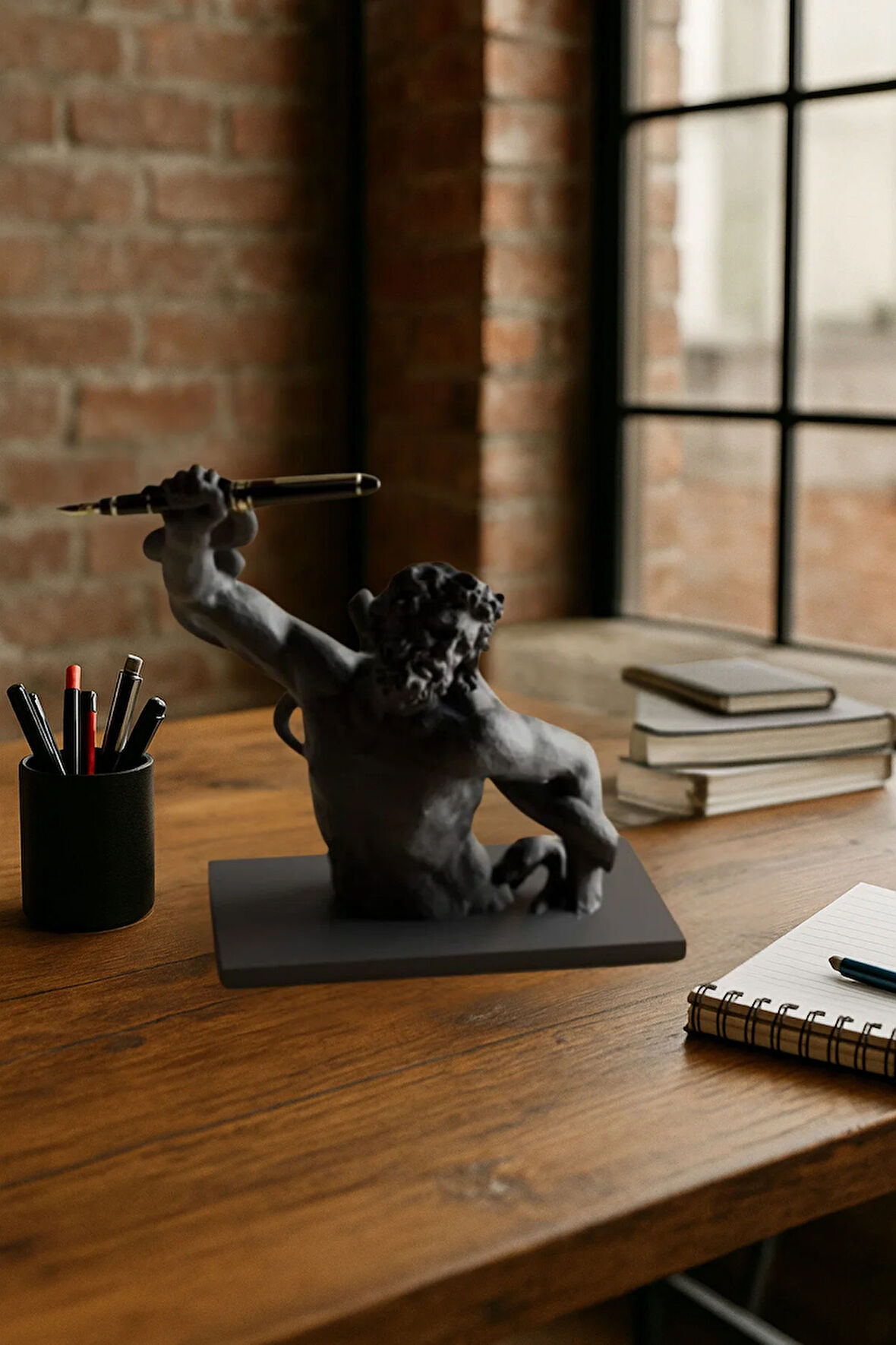 3D Dekoratif Antik Kalem Tutucu Heykel Avangard Ofis Masaüstü Aksesuar , Sanatsal Hediyelik 14 x 14 Cm