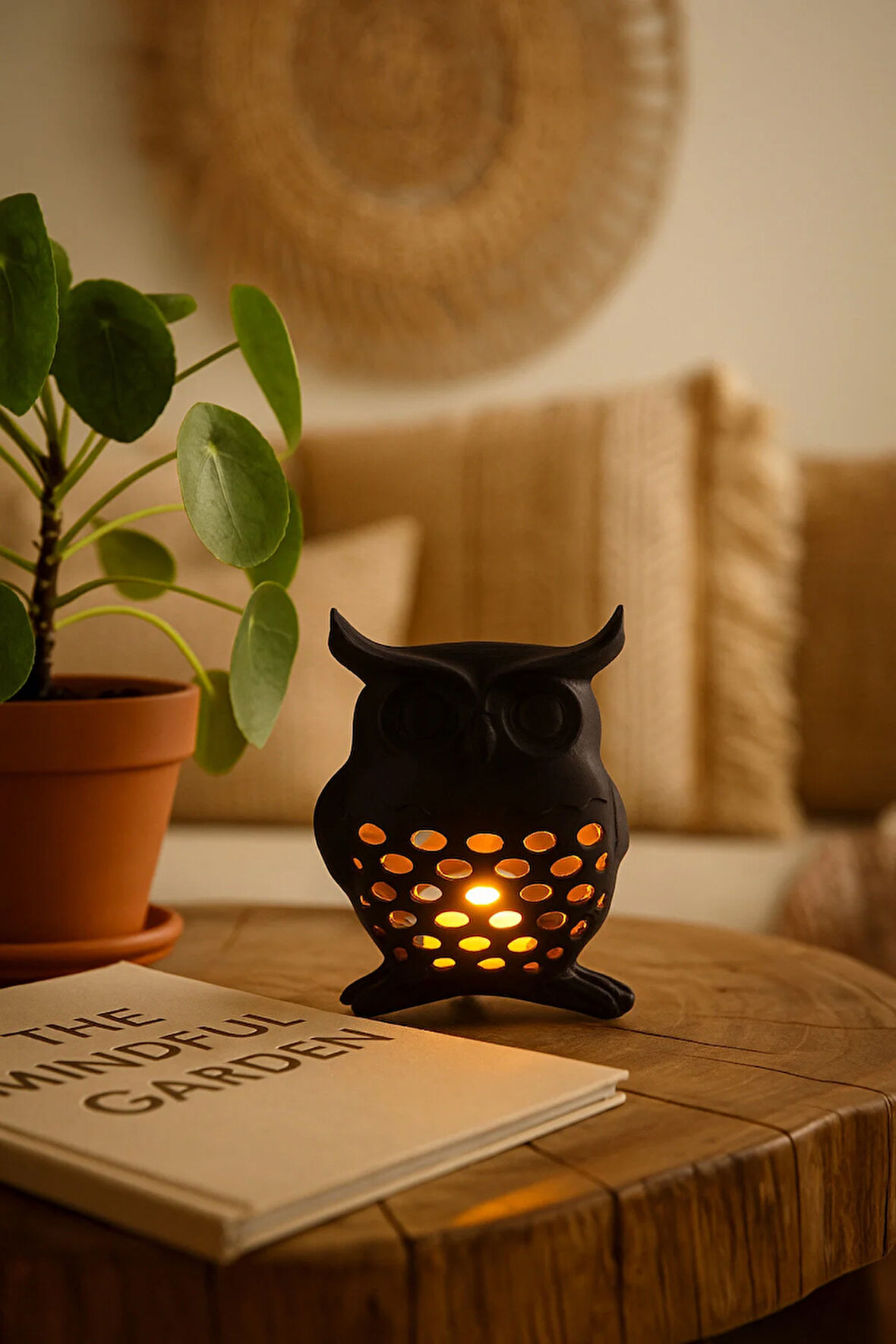 3D Dekoratif Baykuş Mumluk , Tealight Mumluk , Bohem Rustik Ev Dekoru , Hediyelik Romantik Aydınlatma