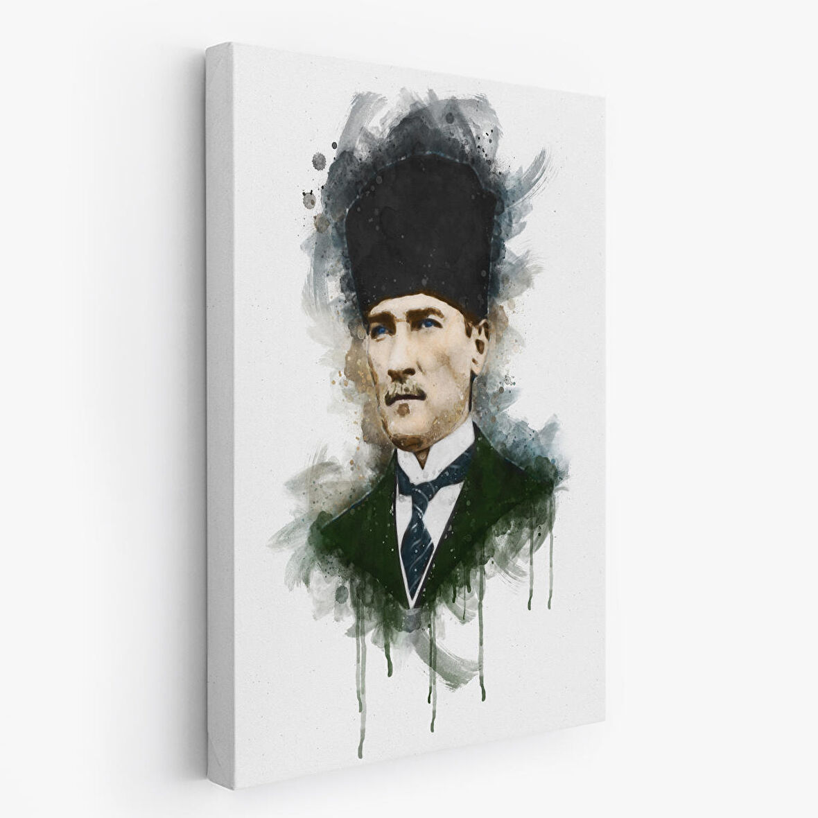 Mustafa Kemal Atatürk'ün Suluboya Görünümlü Portresi Dekoratif Kanvas Tablo-DA-78