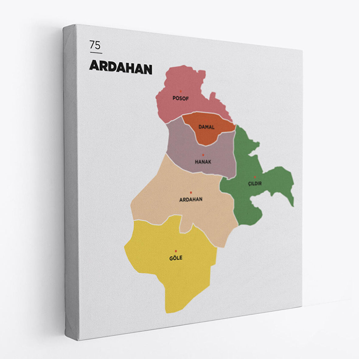 Ardahan   İli ve İlçeler Haritası  Dekoratif Kanvas Tablo 1271