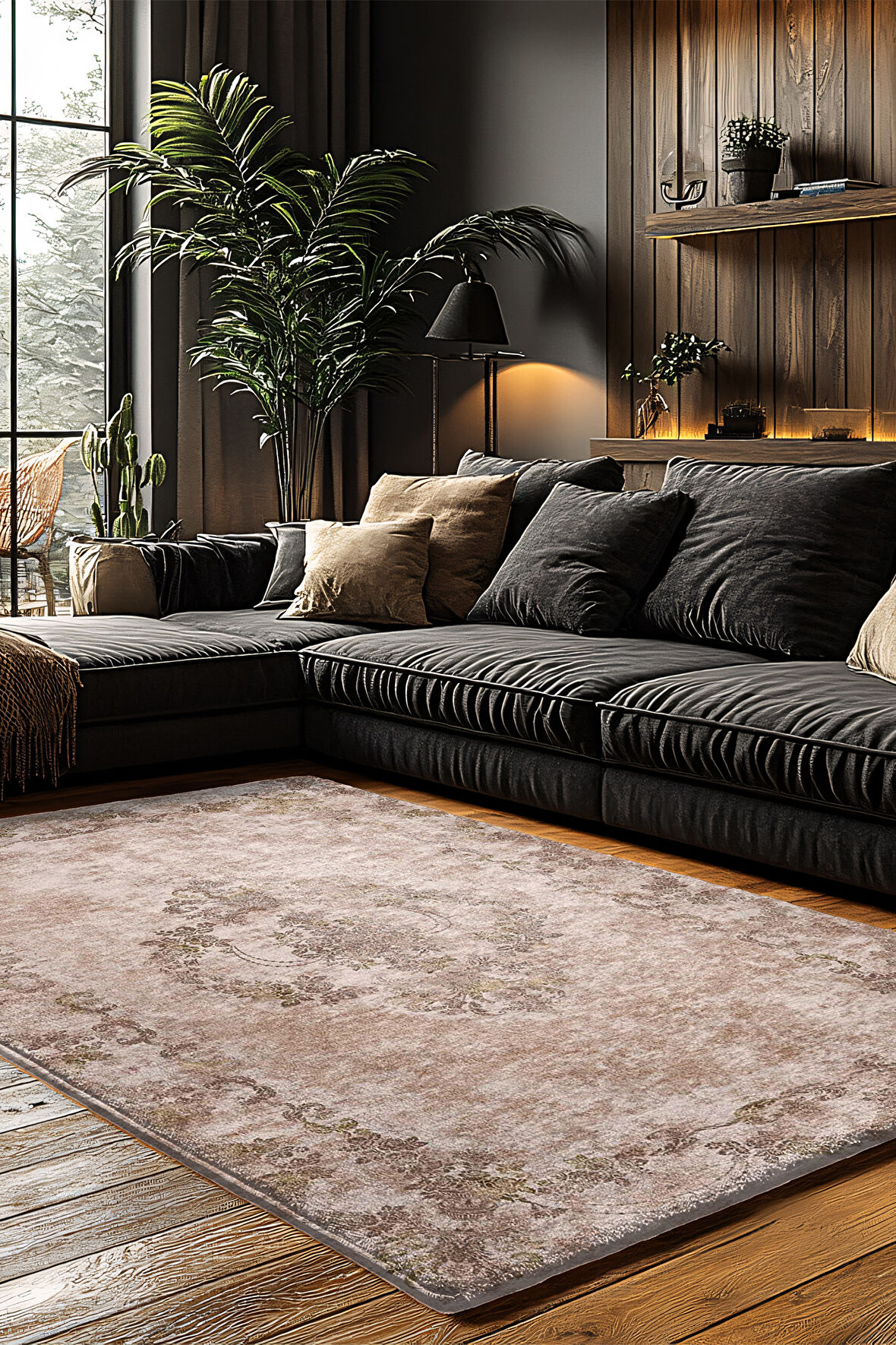 Kaymaz Taban Trend Vintage Yıkanabilir Dijital Baskı Halı