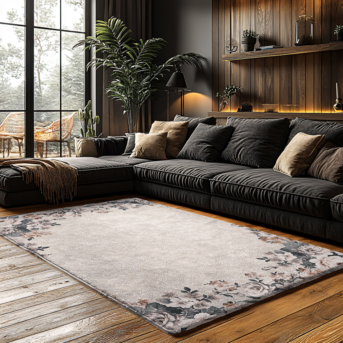 Kaymaz Taban Trend Vintage Yıkanabilir Dijital Baskı Halı