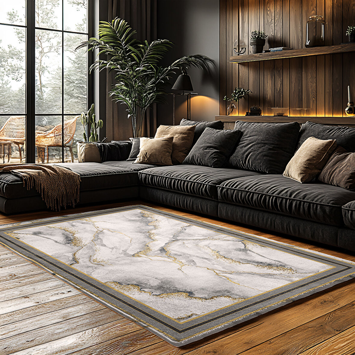 Kaymaz Taban Trend Vintage Yıkanabilir Dijital Baskı Halı