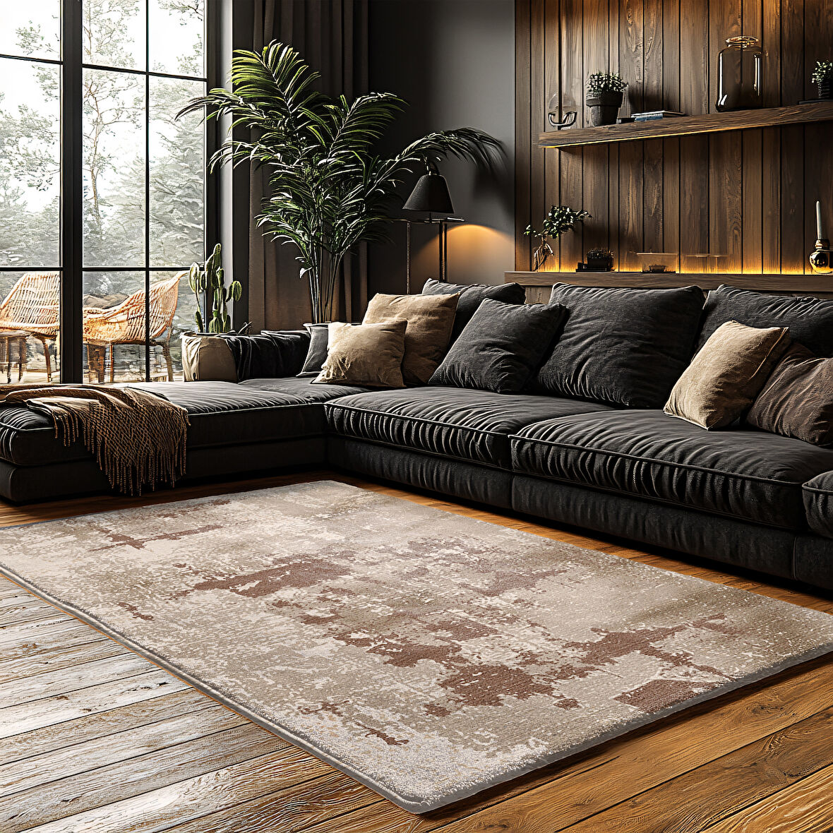 Kaymaz Taban Trend Vintage Yıkanabilir Dijital Baskı Halı