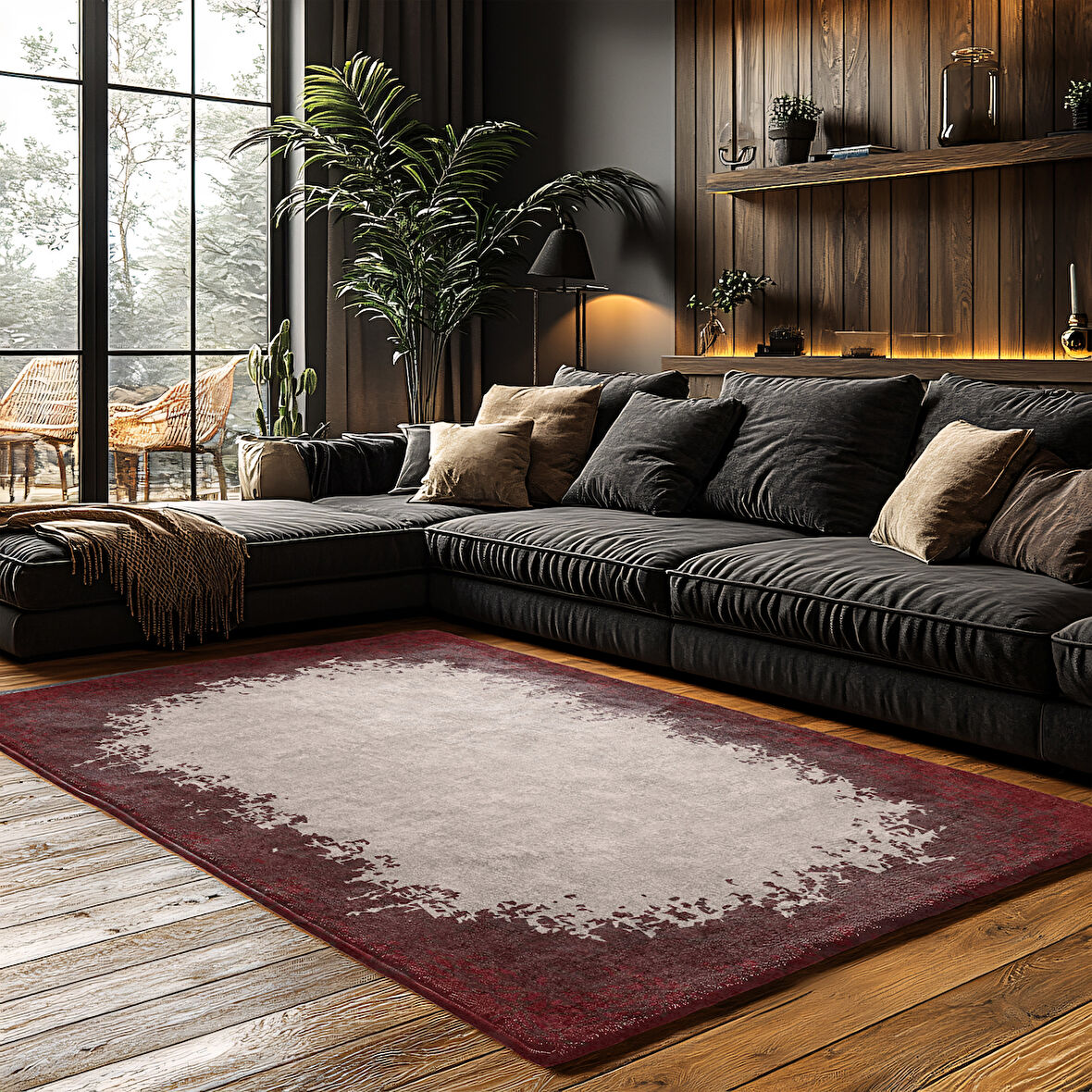 Kaymaz Taban Trend Vintage Yıkanabilir Dijital Baskı Halı