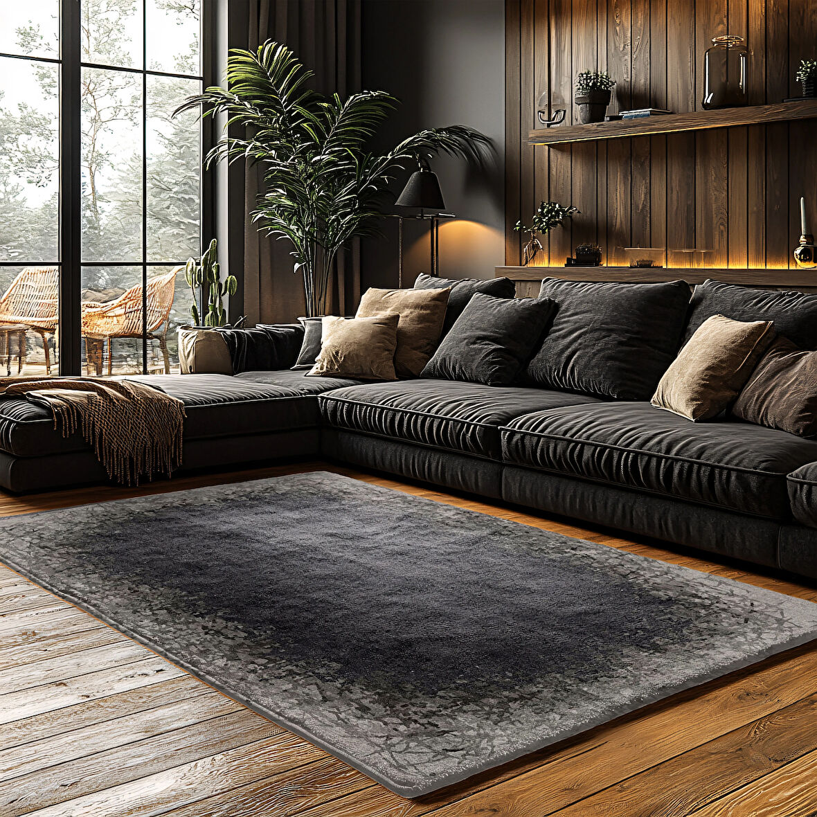 Kaymaz Taban Trend Vintage Yıkanabilir Dijital Baskı Halı