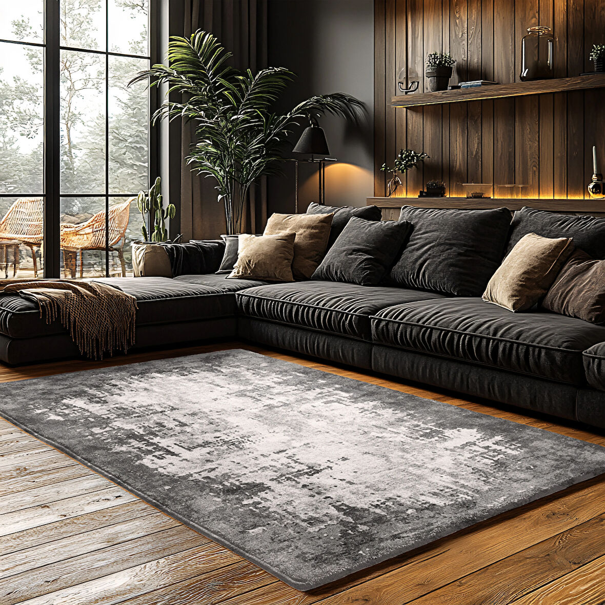 Kaymaz Taban Trend Vintage Yıkanabilir Dijital Baskı Halı