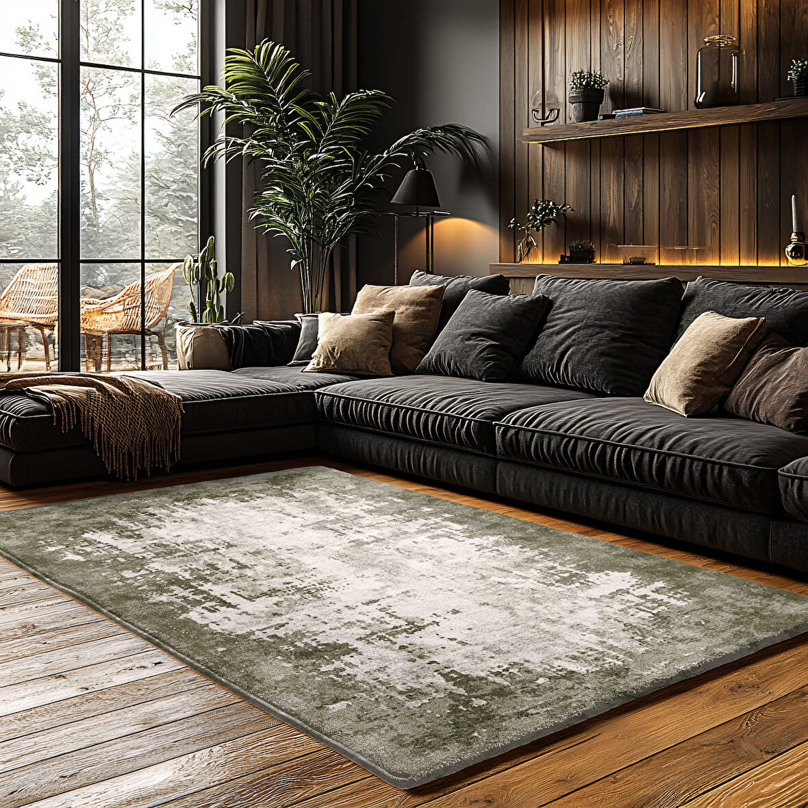 Kaymaz Taban Trend Vintage Yıkanabilir Dijital Baskı Halı