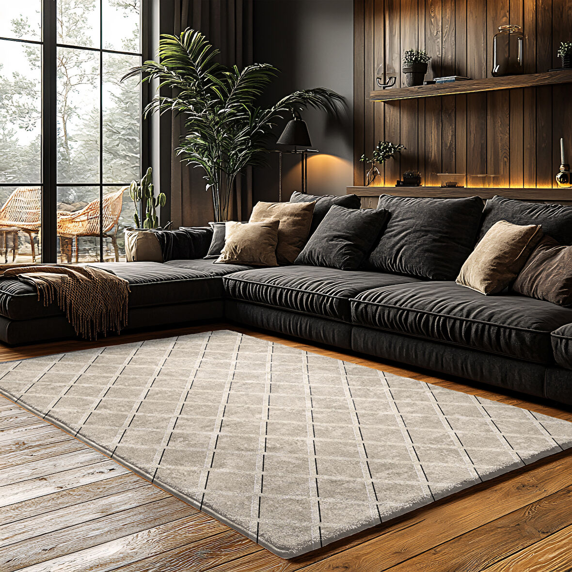 Kaymaz Taban Trend Vintage Yıkanabilir Dijital Baskı Halı