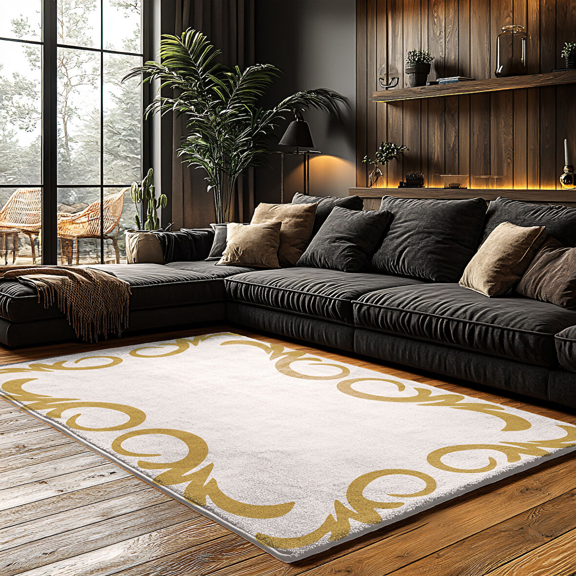Kaymaz Taban Trend Vintage Yıkanabilir Dijital Baskı Halı