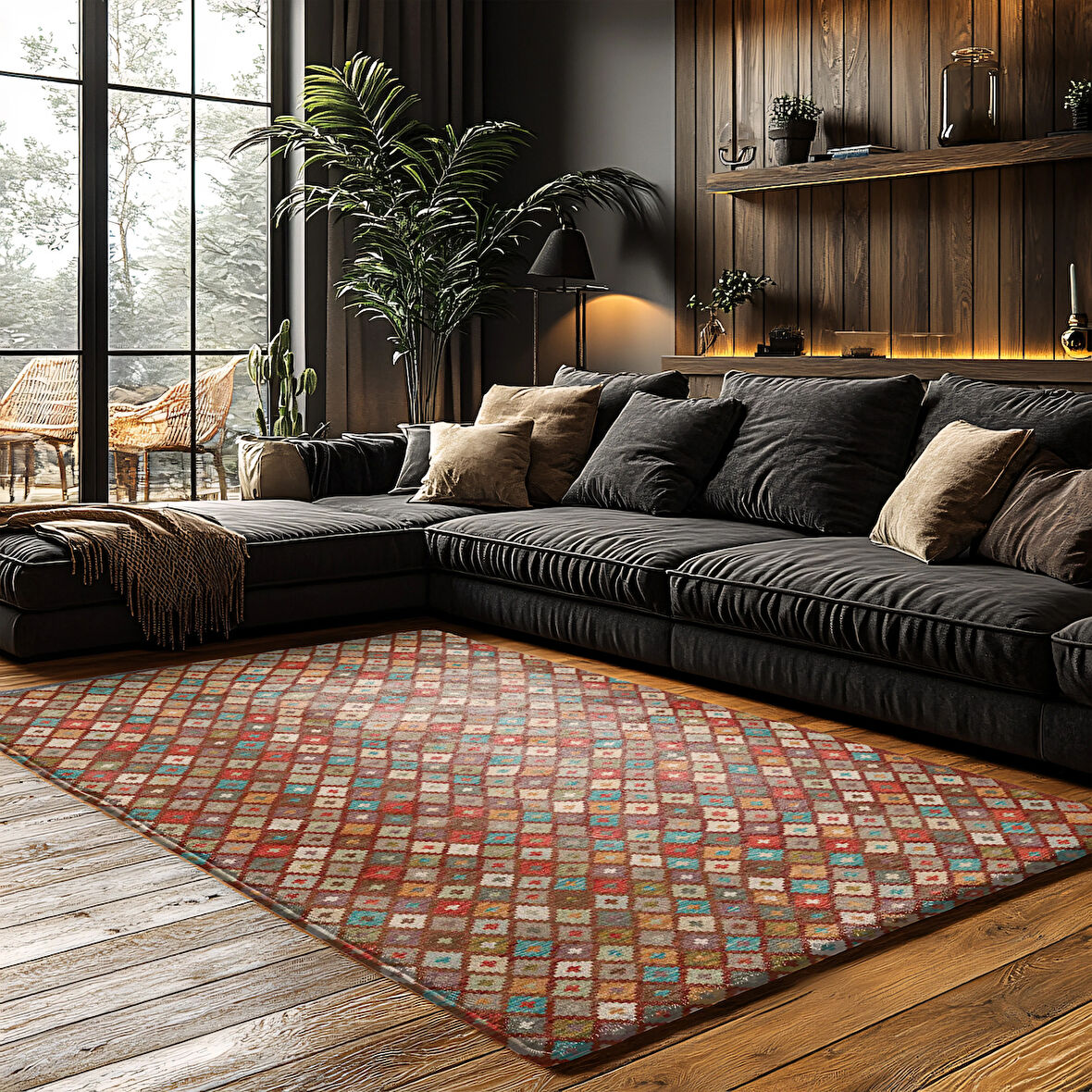 Kaymaz Taban Trend Vintage Yıkanabilir Dijital Baskı Halı
