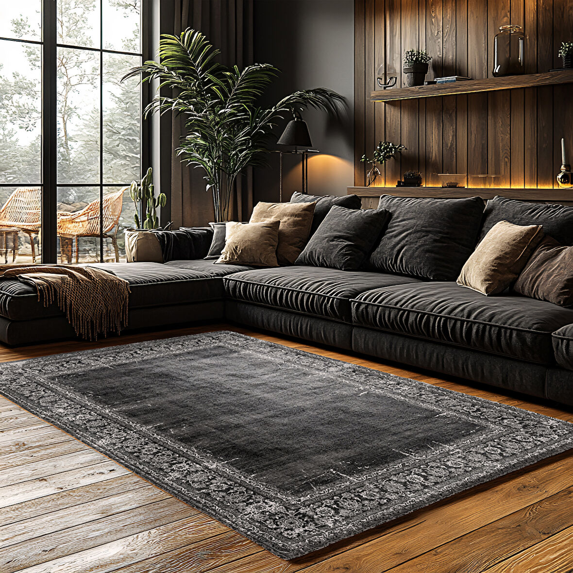 Kaymaz Taban Trend Vintage Yıkanabilir Dijital Baskı Halı