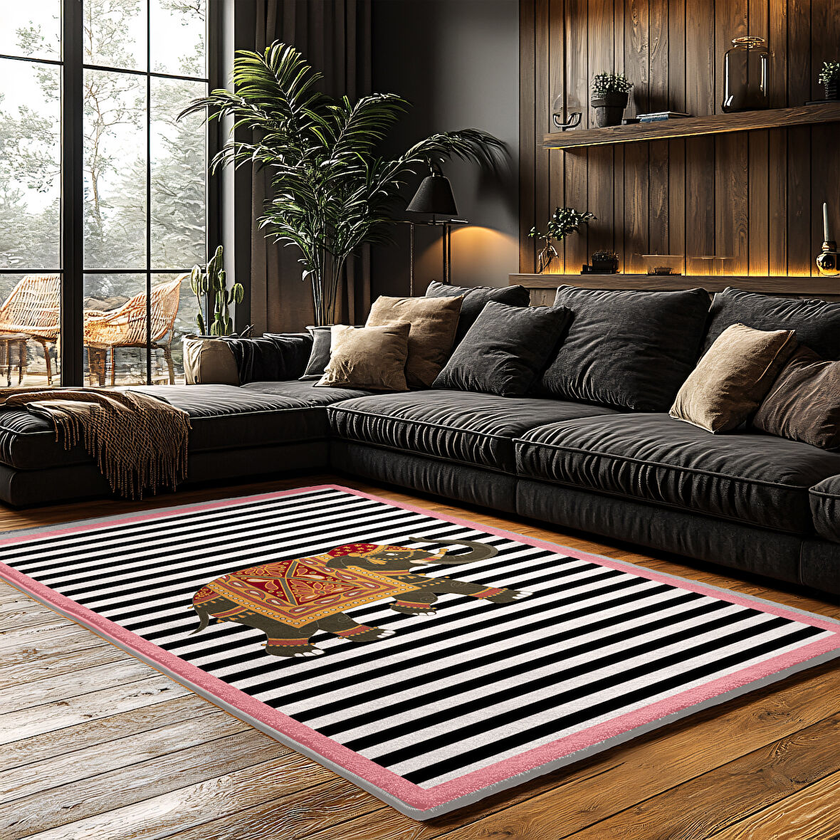 Kaymaz Taban Trend Vintage Yıkanabilir Dijital Baskı Halı