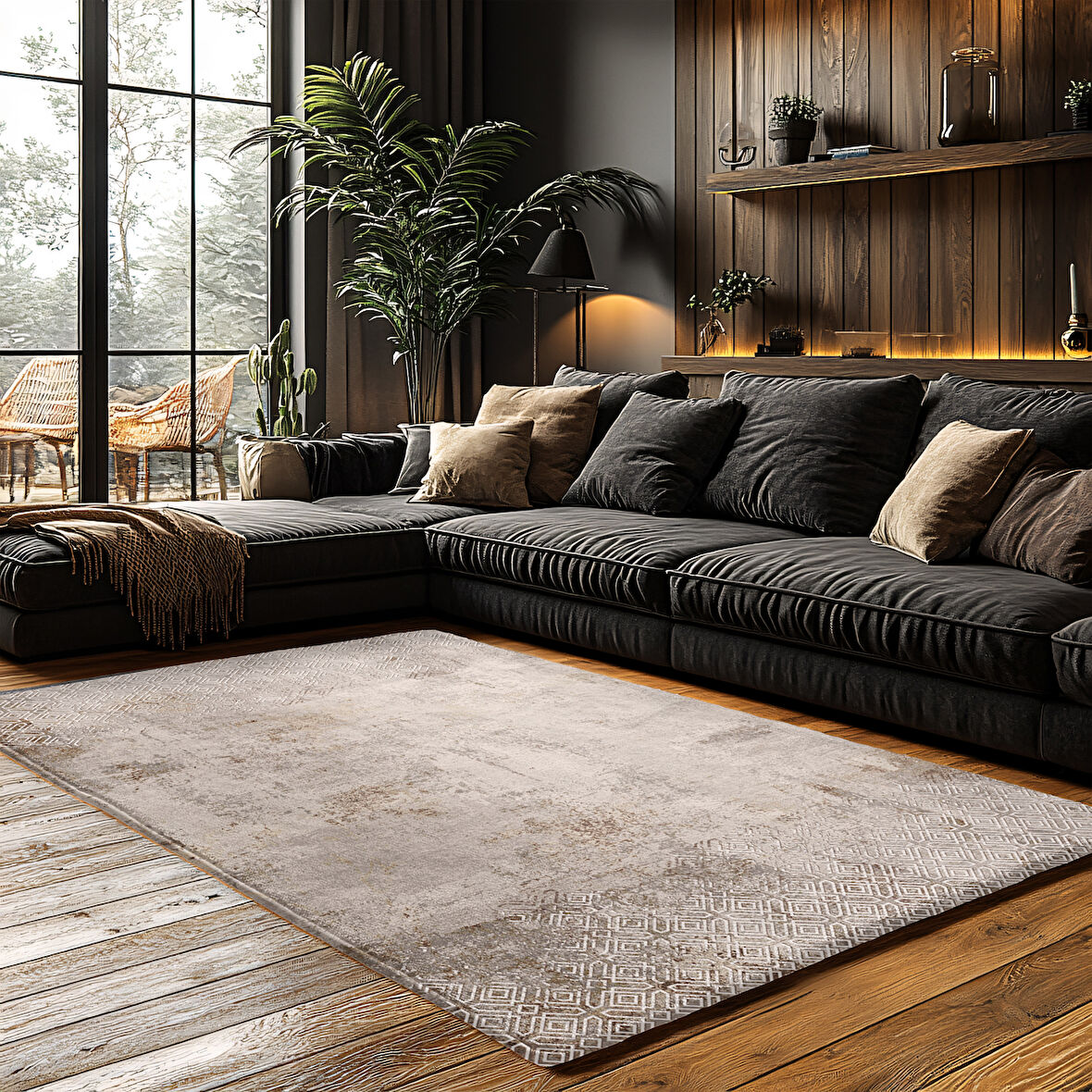 Kaymaz Taban Trend Vintage Yıkanabilir Dijital Baskı Halı