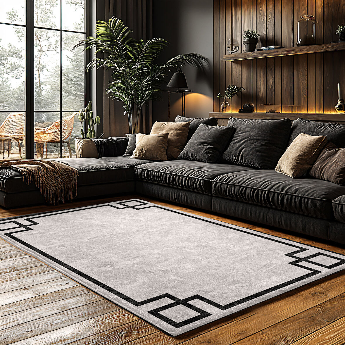 Kaymaz Taban Trend Vintage Yıkanabilir Dijital Baskı Halı