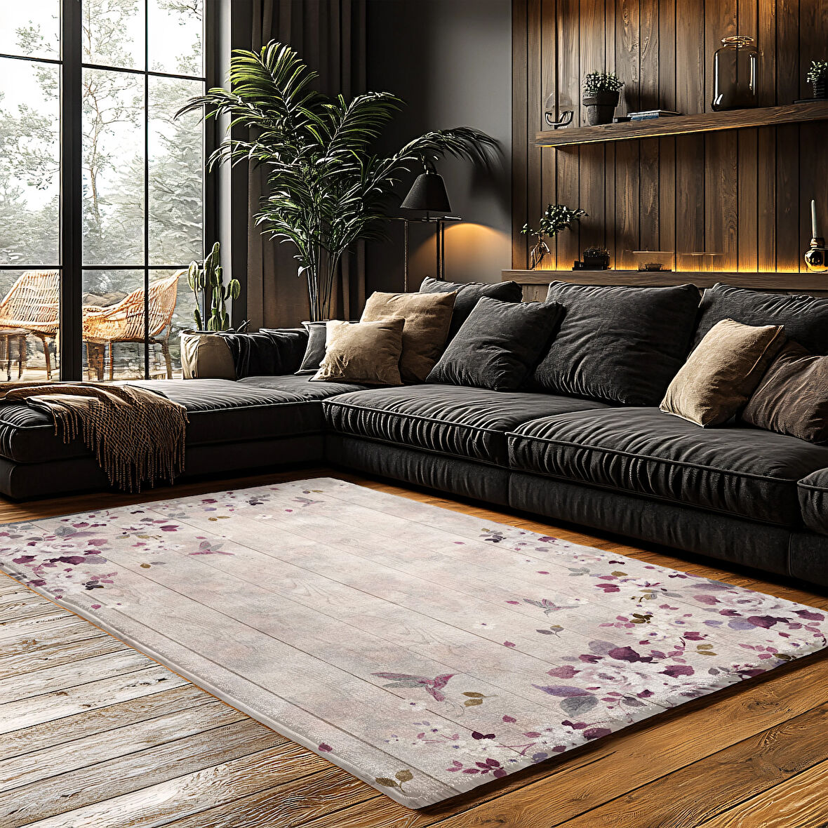 Kaymaz Taban Trend Vintage Yıkanabilir Dijital Baskı Halı