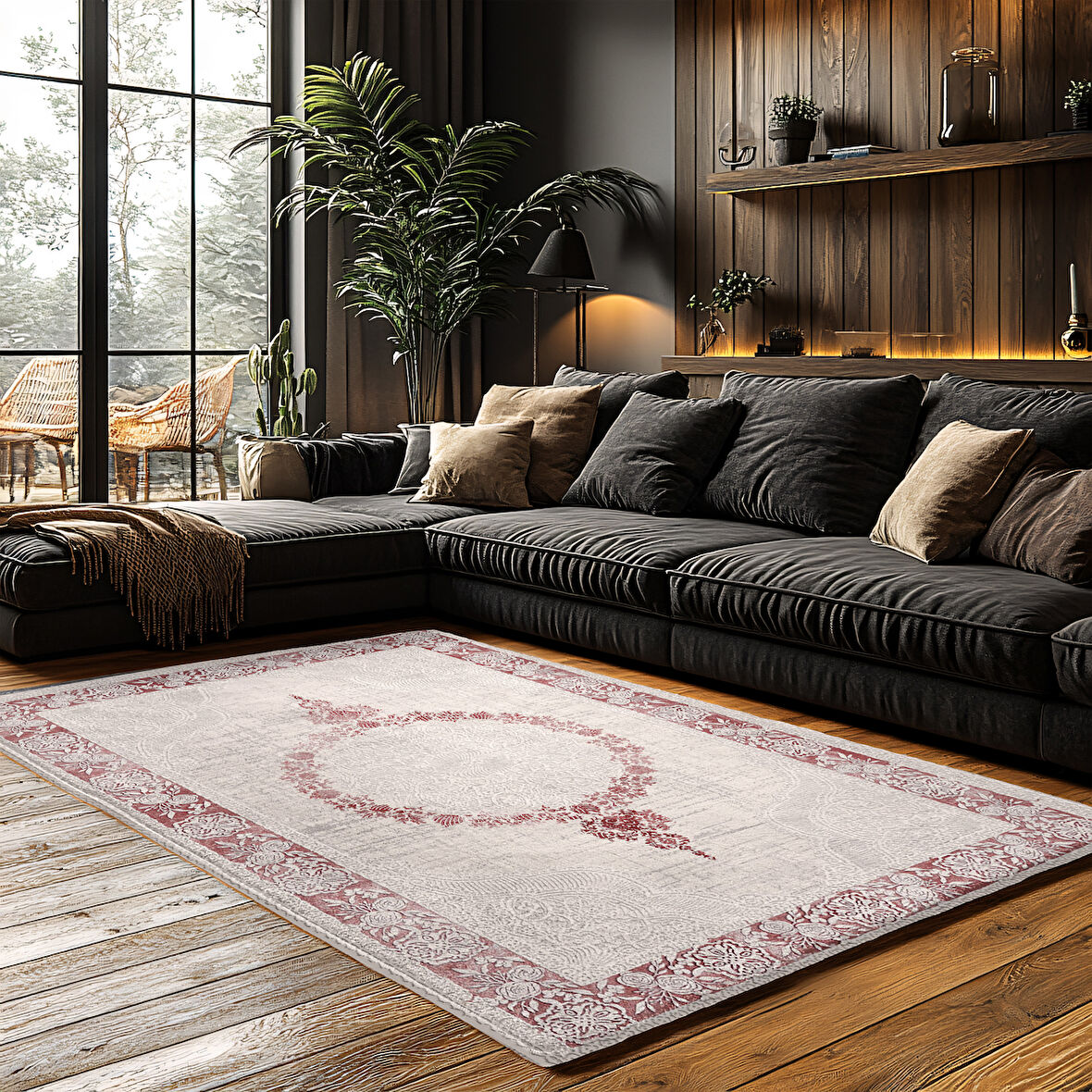 Kaymaz Taban Trend Vintage Yıkanabilir Dijital Baskı Halı