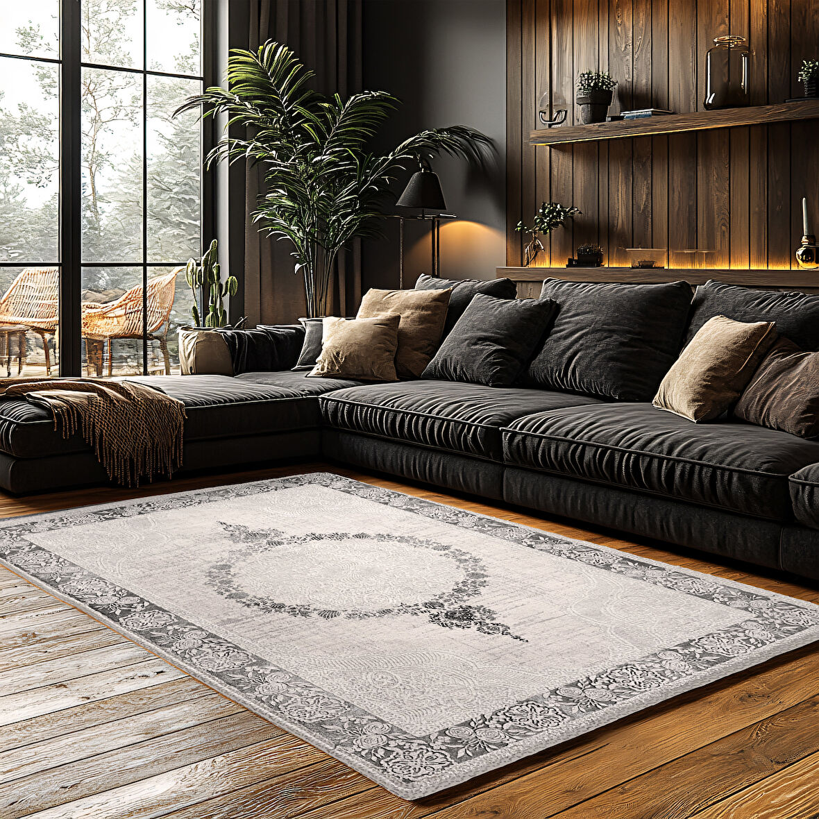 Kaymaz Taban Trend Vintage Yıkanabilir Dijital Baskı Halı