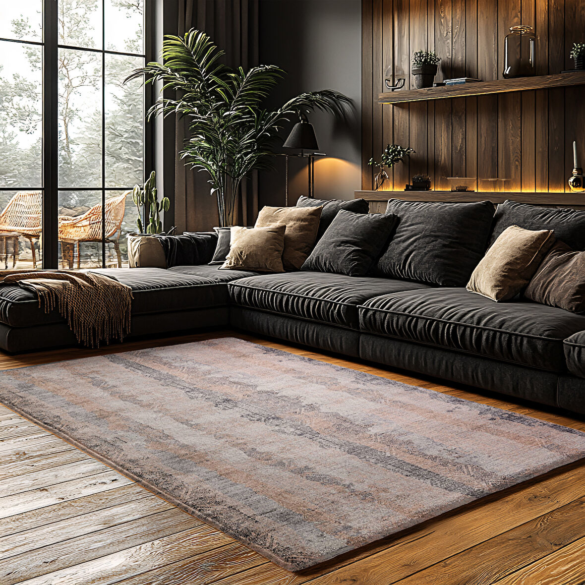 Kaymaz Taban Trend Vintage Yıkanabilir Dijital Baskı Halı