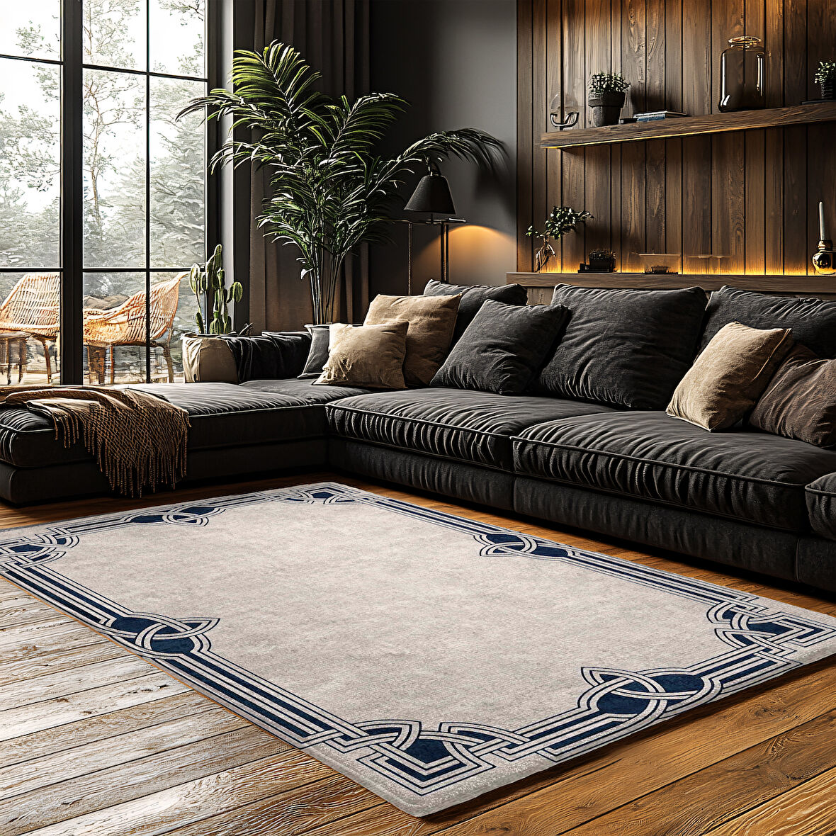 Kaymaz Taban Trend Vintage Yıkanabilir Dijital Baskı Halı