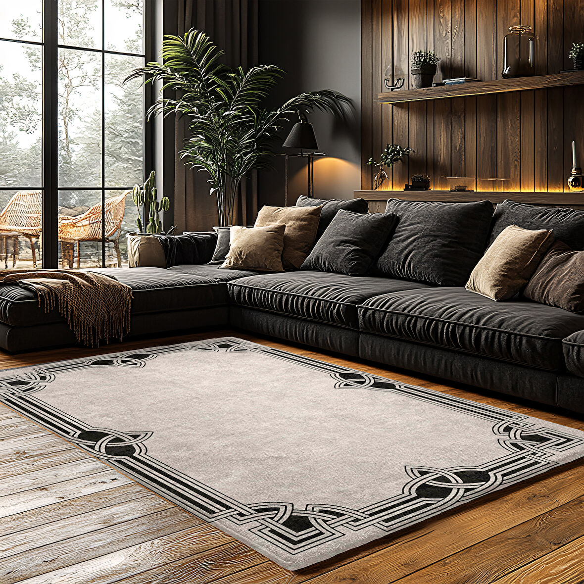 Kaymaz Taban Trend Vintage Yıkanabilir Dijital Baskı Halı