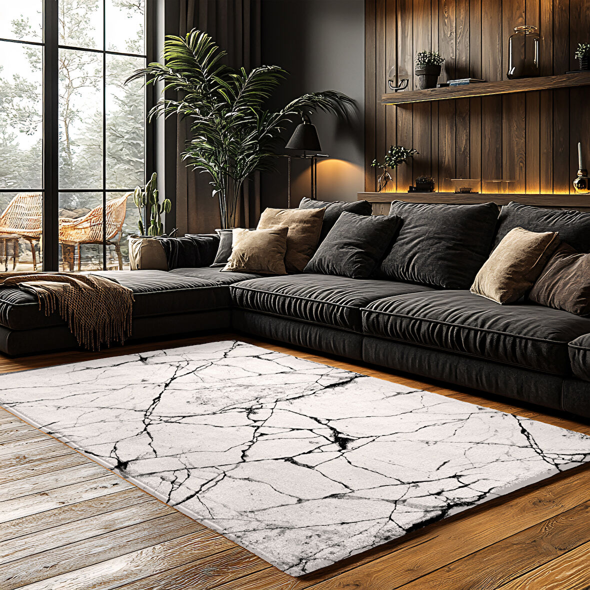 Kaymaz Taban Trend Vintage Yıkanabilir Dijital Baskı Halı