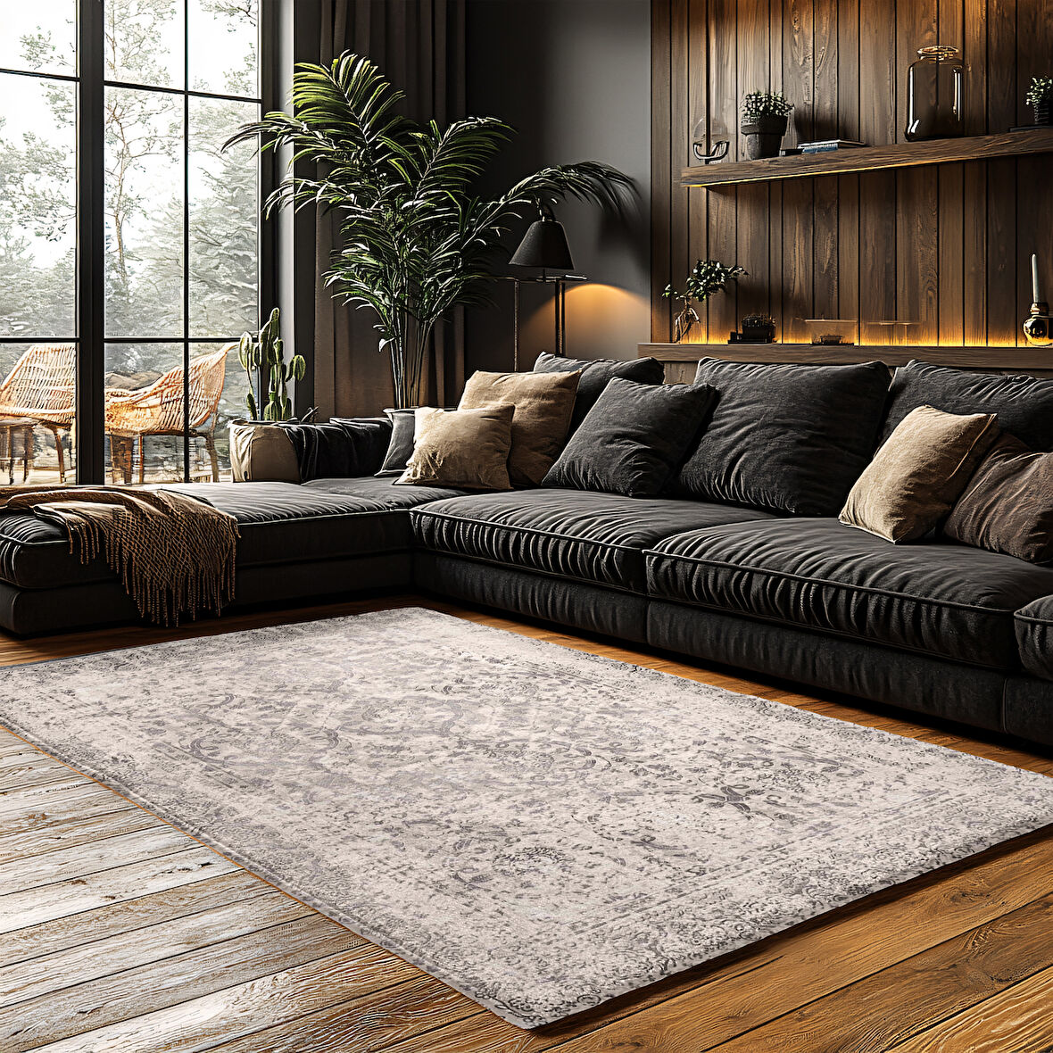 Kaymaz Taban Trend Vintage Yıkanabilir Dijital Baskı Halı