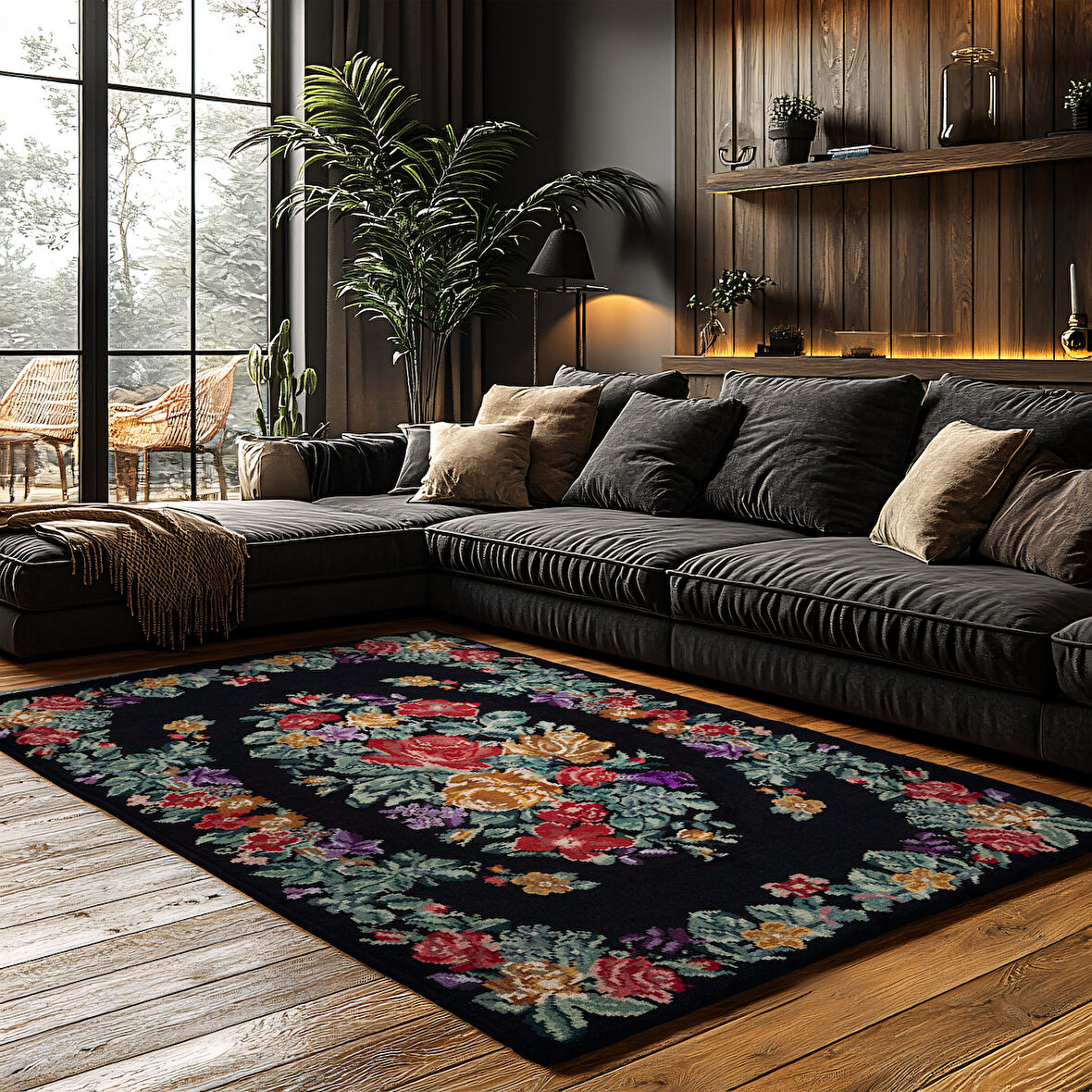 Kaymaz Taban Trend Vintage Yıkanabilir Dijital Baskı Halı