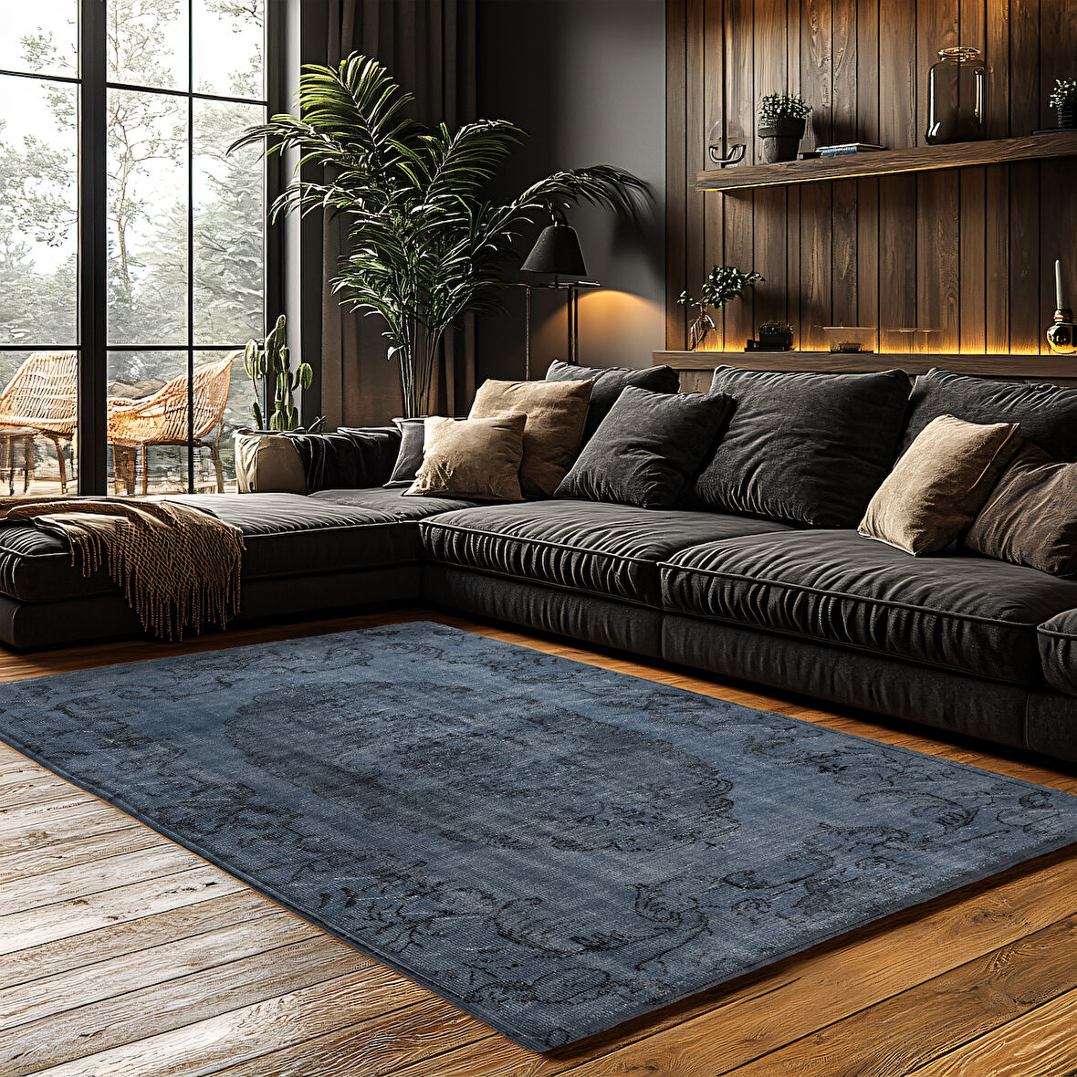 Kaymaz Taban Trend Vintage Yıkanabilir Dijital Baskı Halı